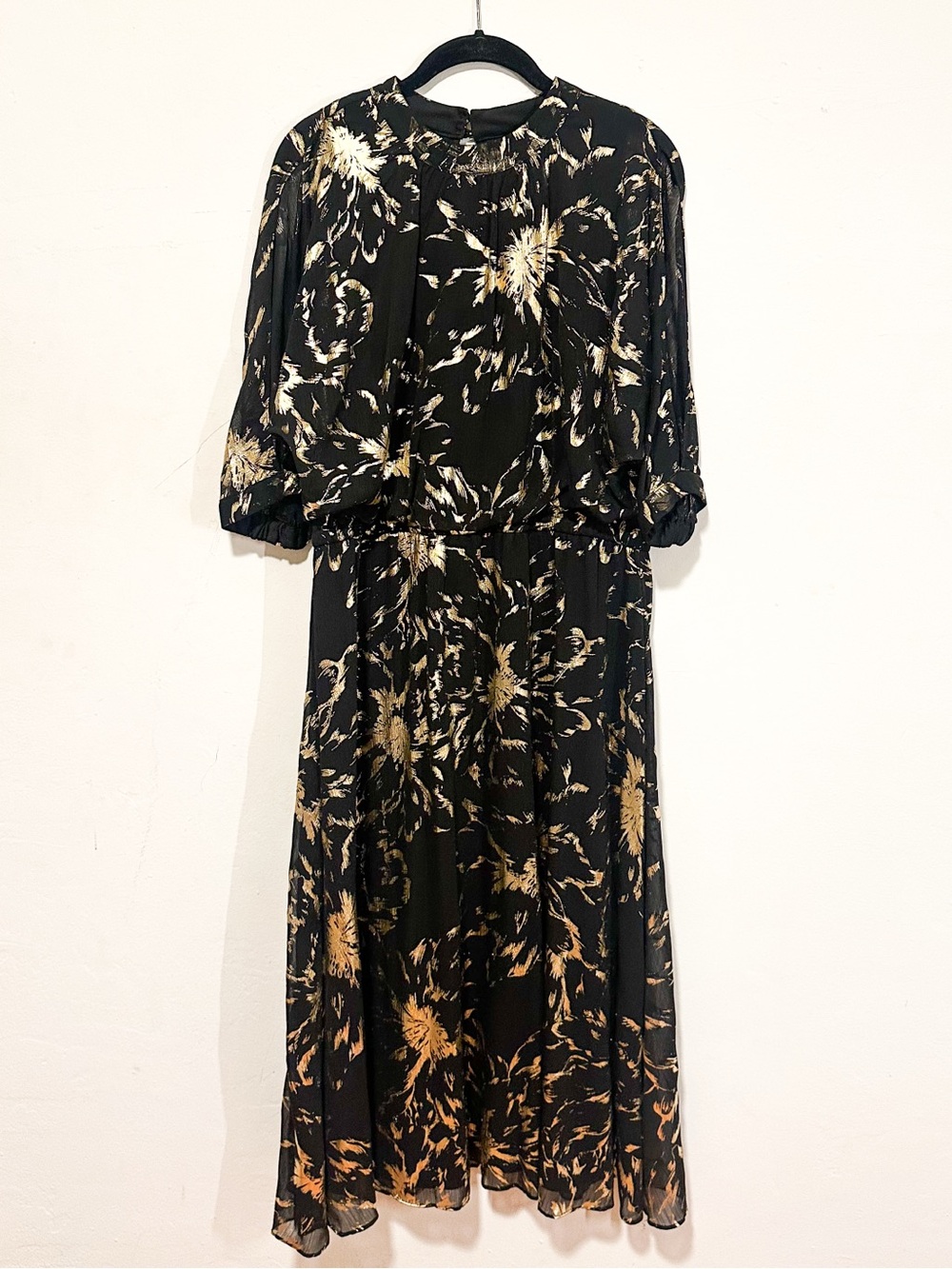 Calvin Klein Black and Gold Floral Maxi Dress